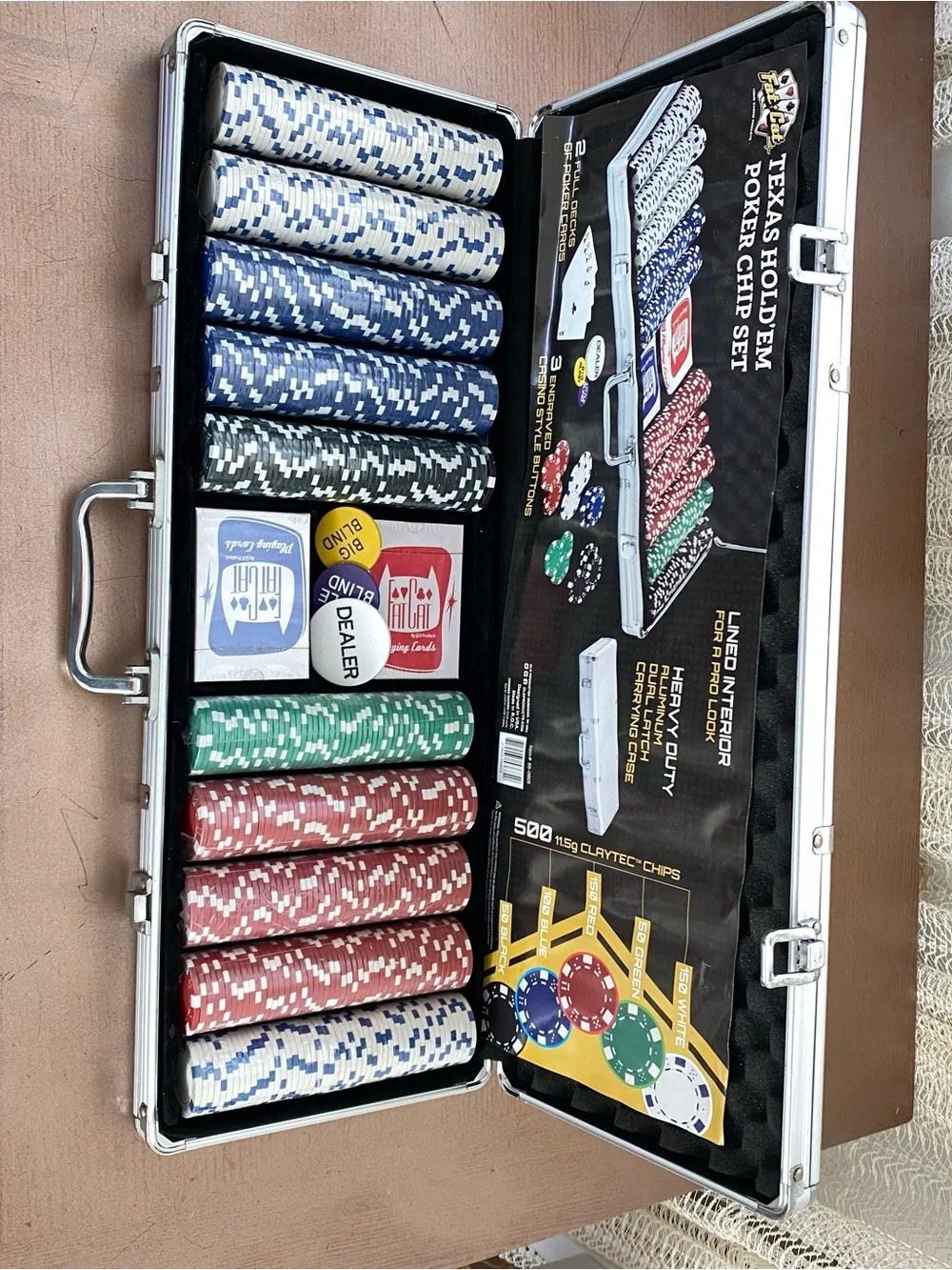 Poker Chip Set - Blue, Red, Green Claytec Chips with Aluminum Case